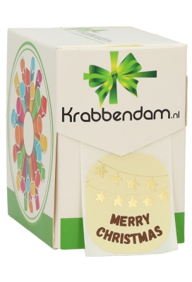 Etiketten Kerst Merry Christmas Creme Bruin Goud 3.9x4.5m 250stuks