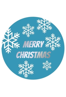 Etiketten Kerst Merry Christmas IJs Blauw Wit Zilver 3.9m 250stuks