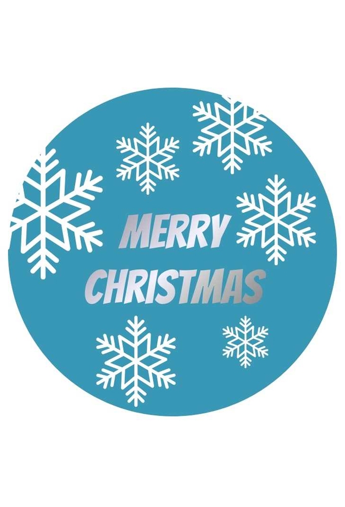Etiketten Kerst Merry Christmas IJs Blauw Wit Zilver 3.9m 250stuks
