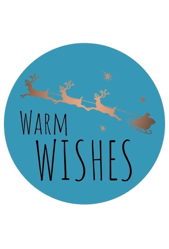 Etiketten Kerst Warm Wishes IJs Blauw Koper Zwart 3.9m 250stuks