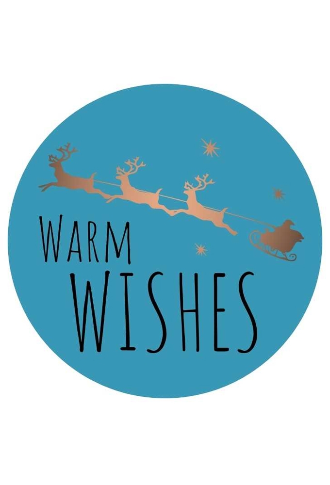 Etiketten Kerst Warm Wishes IJs Blauw Koper Zwart 3.9m 250stuks