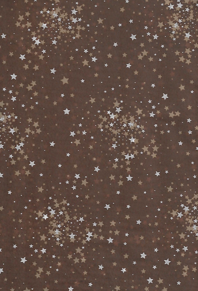 Zijdevloei - Vloeipapier Bedrukt Kerst Little Stars Bruin 50x70cm 25vellen