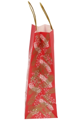 Kerst Papieren Draagtas & Handvat Xmas Tree Red 26x12x32cm 49st