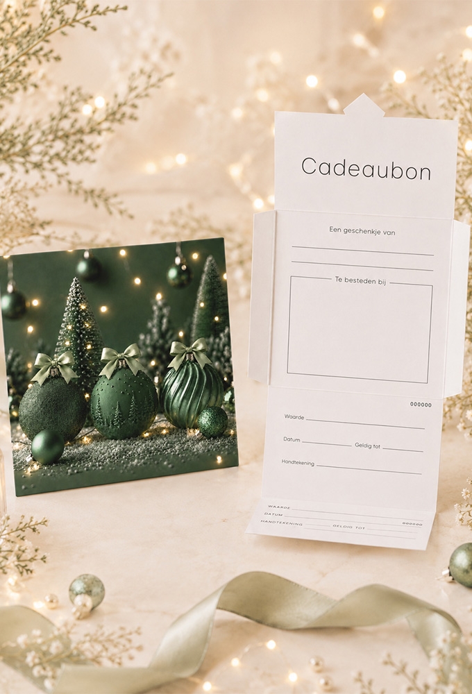 Kadobon + Cadeau Envelop Viva Christmas Green 12x12x1.5cm 10stuks