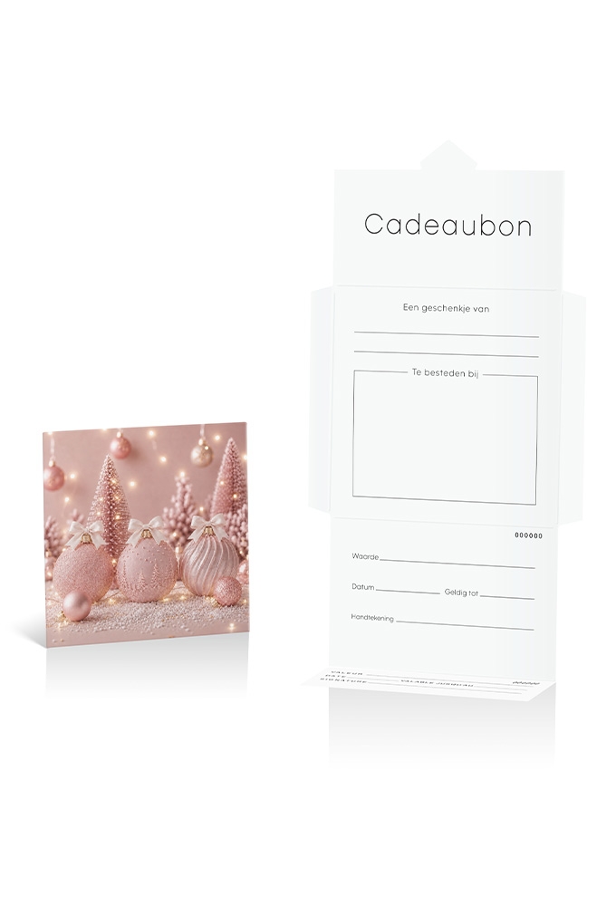 Kadobon + Cadeau Envelop Viva Christmas Pink 12x12x1.5cm 10stuks