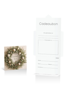 Kadobon + Cadeau Envelop Viva Christmas Wreath 12x12x1.5cm 10stuks