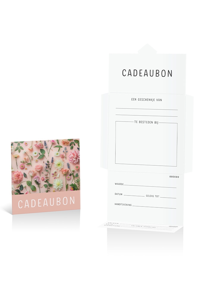 Kadobon + Cadeau Envelop Viva Pink Garden 12x12x1.5cm 10stuks