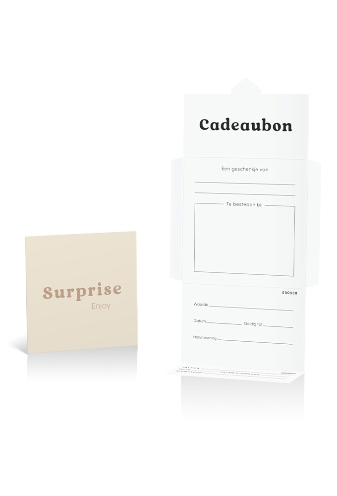 Kadobon + Cadeau Envelop Viva Surprise Cream 12x12x1.5cm 10stuks