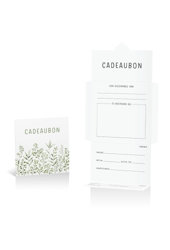 Kadobon + Cadeau Envelop Viva Botanical Green 12x12x1.5cm 10stuks