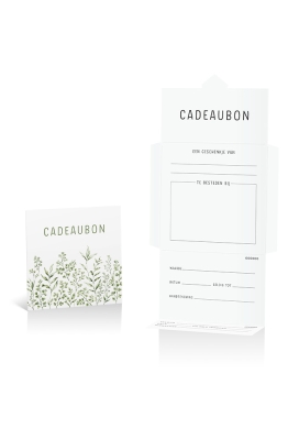Kadobon + Cadeau Envelop Viva Botanical Green 12x12x1.5cm 10stuks