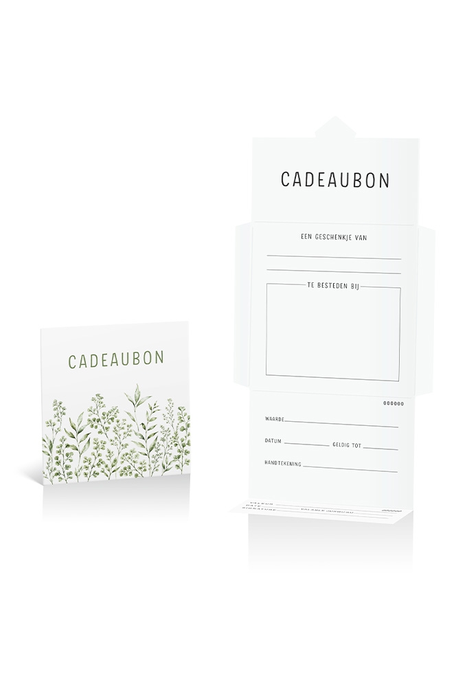 Kadobon + Cadeau Envelop Viva Botanical Green 12x12x1.5cm 10stuks