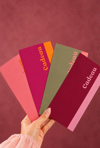 Cadeaubon + Cadeau Envelop Nuance Bordeaux Pink 21.5x10.5cm 10 stuks