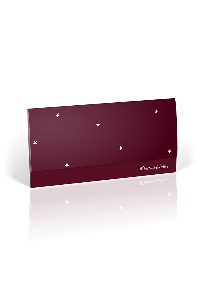 Cadeaubon + Cadeau Envelop Nuance Stars Bordeaux 21.5x10.5cm 10 stuks