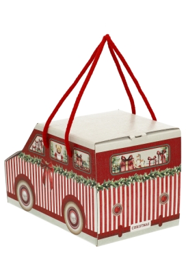 Geschenkdoos Kerst Auto Christmas Red & Green Christmas Garland & Koord 20x12x12cm 50stuks