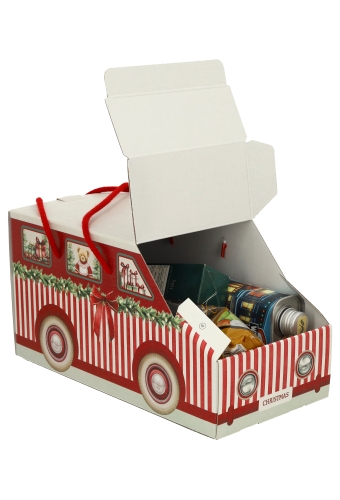 Geschenkdoos Kerst Auto Christmas Red & Green Christmas Garland & Koord 20x12x12cm 50stuks