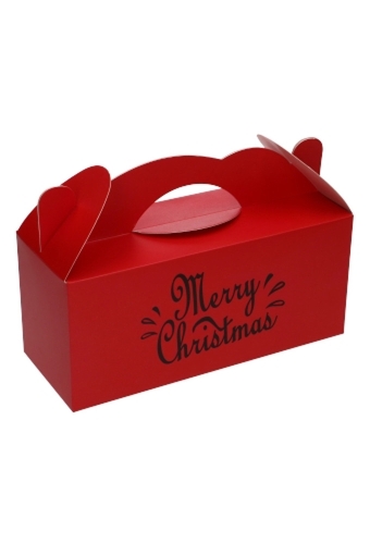 Geschenkdoos met Handgreep Merry Christmas Rood 25x11x10cm 24stuks