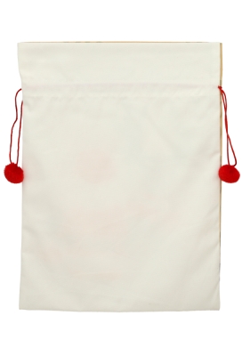 Luxe Kerstzak Kerstman en Ree Met Zachte Rode Pompons 38x50cm 10stuks