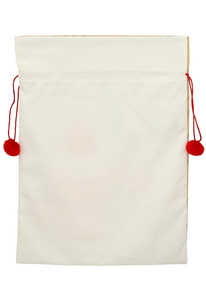 Luxe Kerstzak Kerstman en Ree Met Zachte Rode Pompons 38x50cm 10stuks