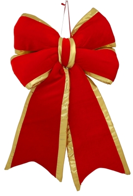 Decoratie Strik Lindos Velvet Rood Dubbele Lus & Goud 43x80cm 1 stuks