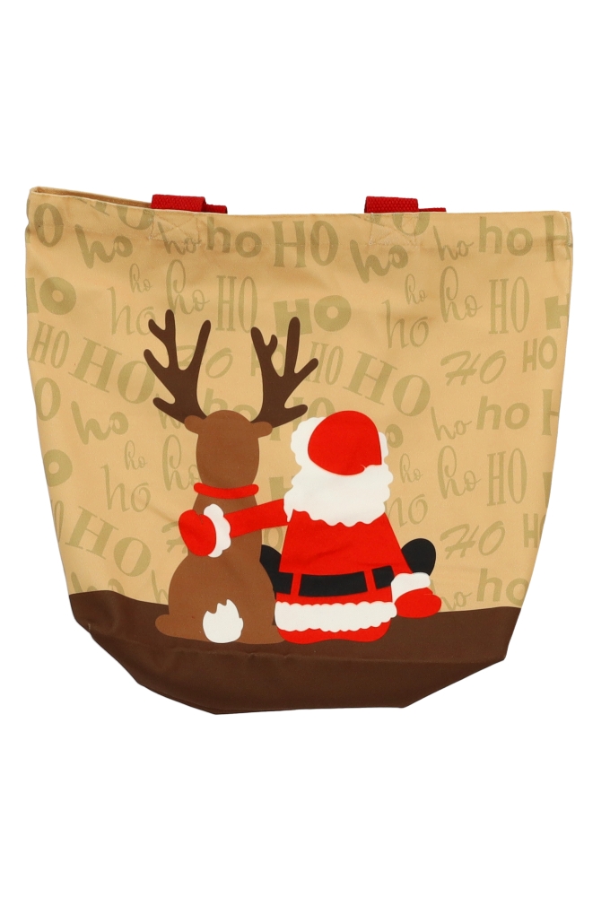 Luxe Kersttas Kerstman en Ree 43x12x35cm 10stuks