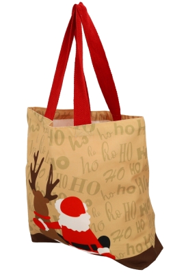 Luxe Kersttas Kerstman en Ree 43x12x35cm 10stuks