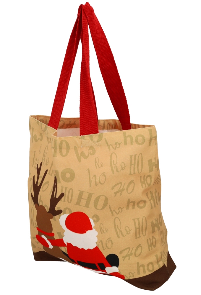 Luxe Kersttas Kerstman en Ree 43x12x35cm 10stuks