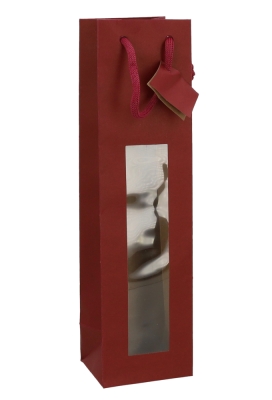 Wijntasjes Vintura Bordeaux Met Venster & Koord 1 Fles 10x9x38cm 20stuks