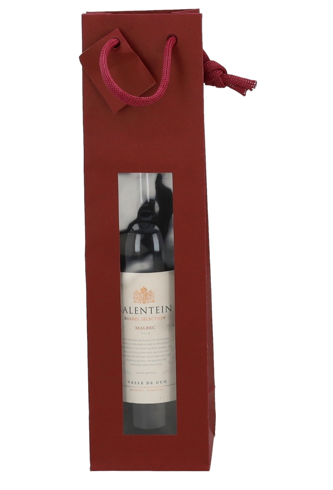 Wijntasjes Vintura Bordeaux Met Venster & Koord 1 Fles 10x9x38cm 20stuks