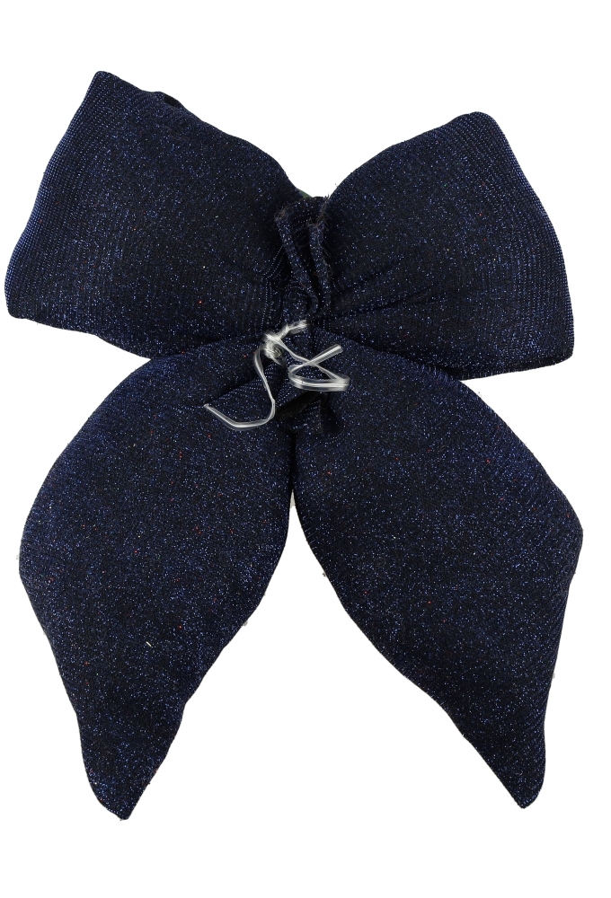 Strik Vellino Bolle Glitter Velvet Blauw Met 2 lussen 17x21cm 1 stuks