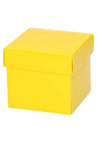 Kubus Kadodoosjes & Deksel Glans Geel KrabBon 8x8x7.5cm 250gr 25stuks