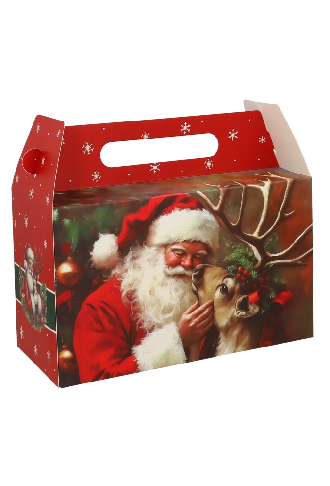 Geschenkdoos met Handgreep Kerstman & Ree 33.5x20.5x15cm 12stuks