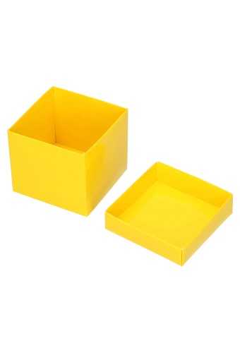 Kubus Kadodoosjes & Deksel Glans Geel KrabBon 8x8x7.5cm 250gr 25stuks