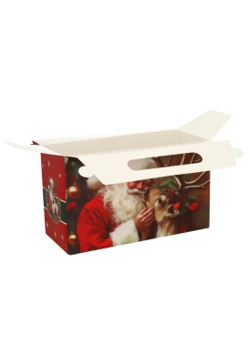Geschenkdoos met Handgreep Kerstman & Ree 33.5x20.5x15cm 12stuks