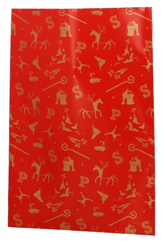 Sintzakjes Pakjespret Rood & Goud 23x31.5cm 250stuks
