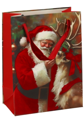 Luxe Kersttas Kerstman 4 designs Rood Fluweel Lint 11x6.5x16cm 12stuks