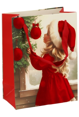 Luxe Kersttas Kerstman 4 designs Rood Fluweel Lint 11x6.5x16cm 12stuks