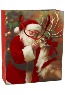Luxe Kersttas Kerstman 4 designs Rood Fluweel Lint 26x10x32cm 12stuks