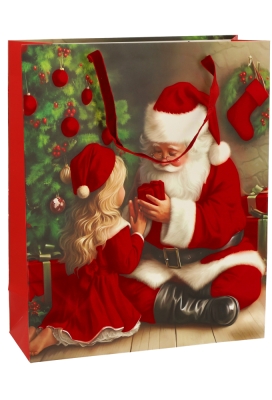 Luxe Kersttas Kerstman 4 designs Rood Fluweel Lint 26x10x32cm 12stuks