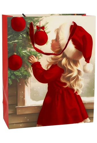 Luxe Kersttas Kerstman 4 designs Rood Fluweel Lint 26x10x32cm 12stuks