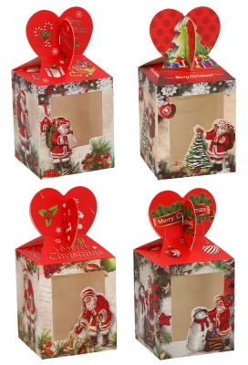 Geschenkdoosje Kerstmis Venster Kerstman 3D 10x10x12.5cm 12stuks