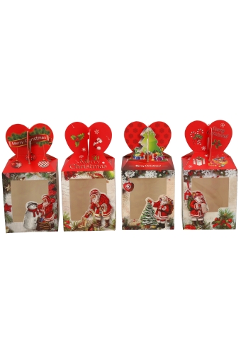 Geschenkdoosje Kerstmis Venster Kerstman 3D 10x10x12.5cm 12stuks