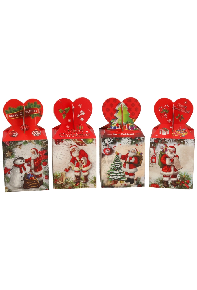 Geschenkdoosje Kerstmis Venster Kerstman 3D 10x10x12.5cm 12stuks