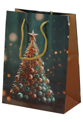 Kersttasjes Medium Golden Bells18x10x23cm 12stuks