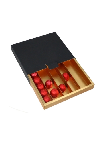 Bonbondoosje Porto Zwart & Bonbondoos Goud Mat 18.7x18.7x2.8cm 10stuks OP IS OP