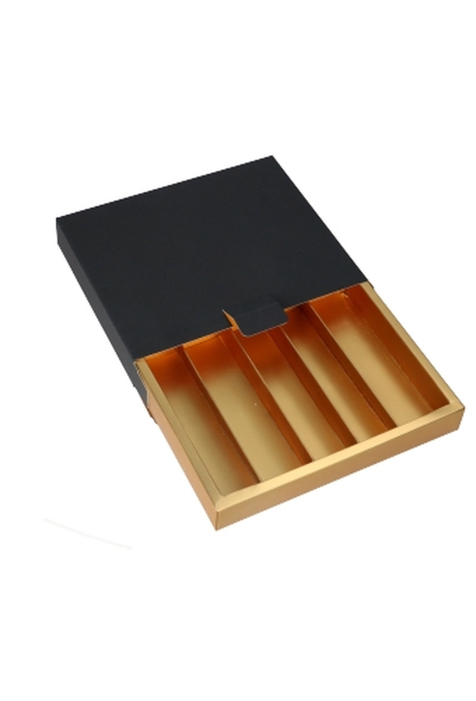 Bonbondoosje Porto Zwart & Bonbondoos Goud Mat 18.7x18.7x2.8cm 10stuks OP IS OP