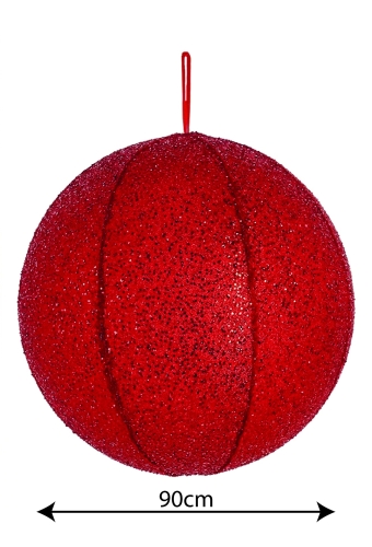 Decoratie Kerstbal Glamore Rood 90cm Opblaasbaar & Dubbelwandig 1stuks
