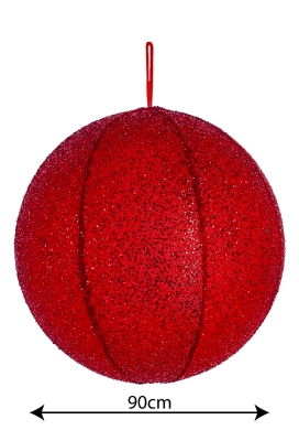 Decoratie Kerstbal Glamore Rood 90cm Opblaasbaar & Dubbelwandig 1stuks