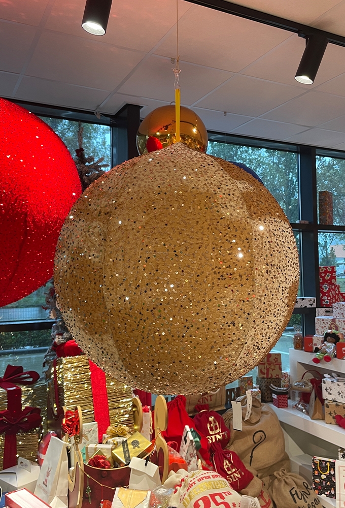Decoratie Kerstbal Glamore Goud 90cm Opblaasbaar & Dubbelwandig 1stuks
