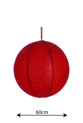 Decoratie Kerstbal Glamore Rood 60cm Opblaasbaar & Dubbelwandig 1stuks