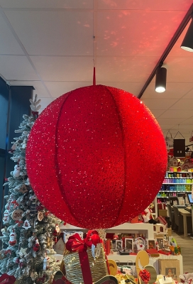 Decoratie Kerstbal Glamore Rood 60cm Opblaasbaar & Dubbelwandig 1stuks